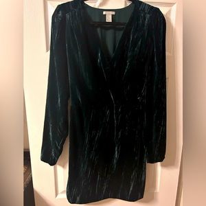 Dark Green Crushed “Velvet” Dress